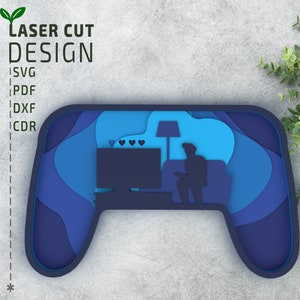 Contrôleur de jeu vidéo fichiers découpés au laser SVG, SVG en couches, svg multicouche, svg 3D, fichiers Cricut, fichiers Glowforge, svg 3D papercut
