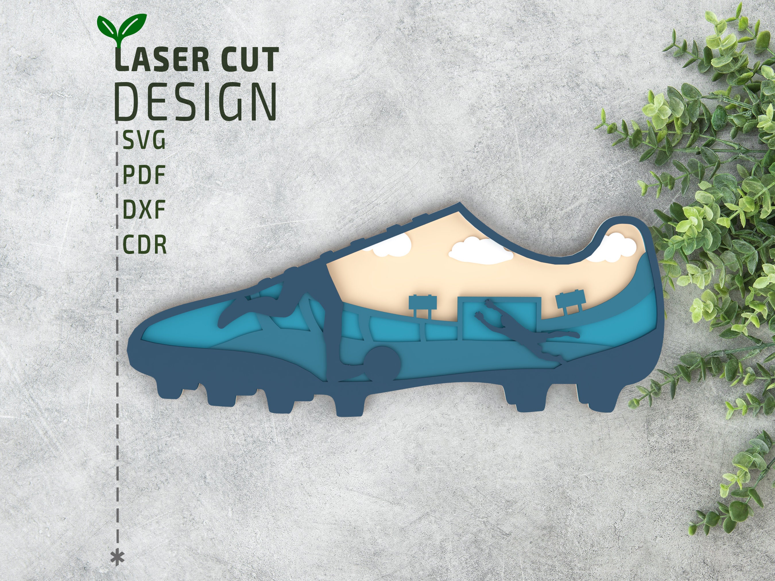 Fußballschuh Laserschnitt Dateien SVG, Layered SVG, Multilayer - Main Image