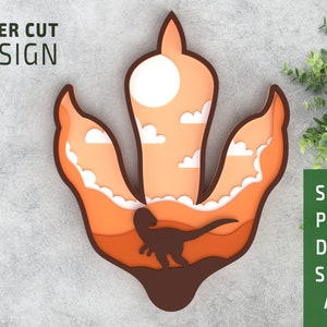 Dinosaur Paw gelaagde SVG laser gesneden bestand, Glowforge, multilayer 3D lasersnijden bestand, Cricut bestand, dxf, cnc voor hout,