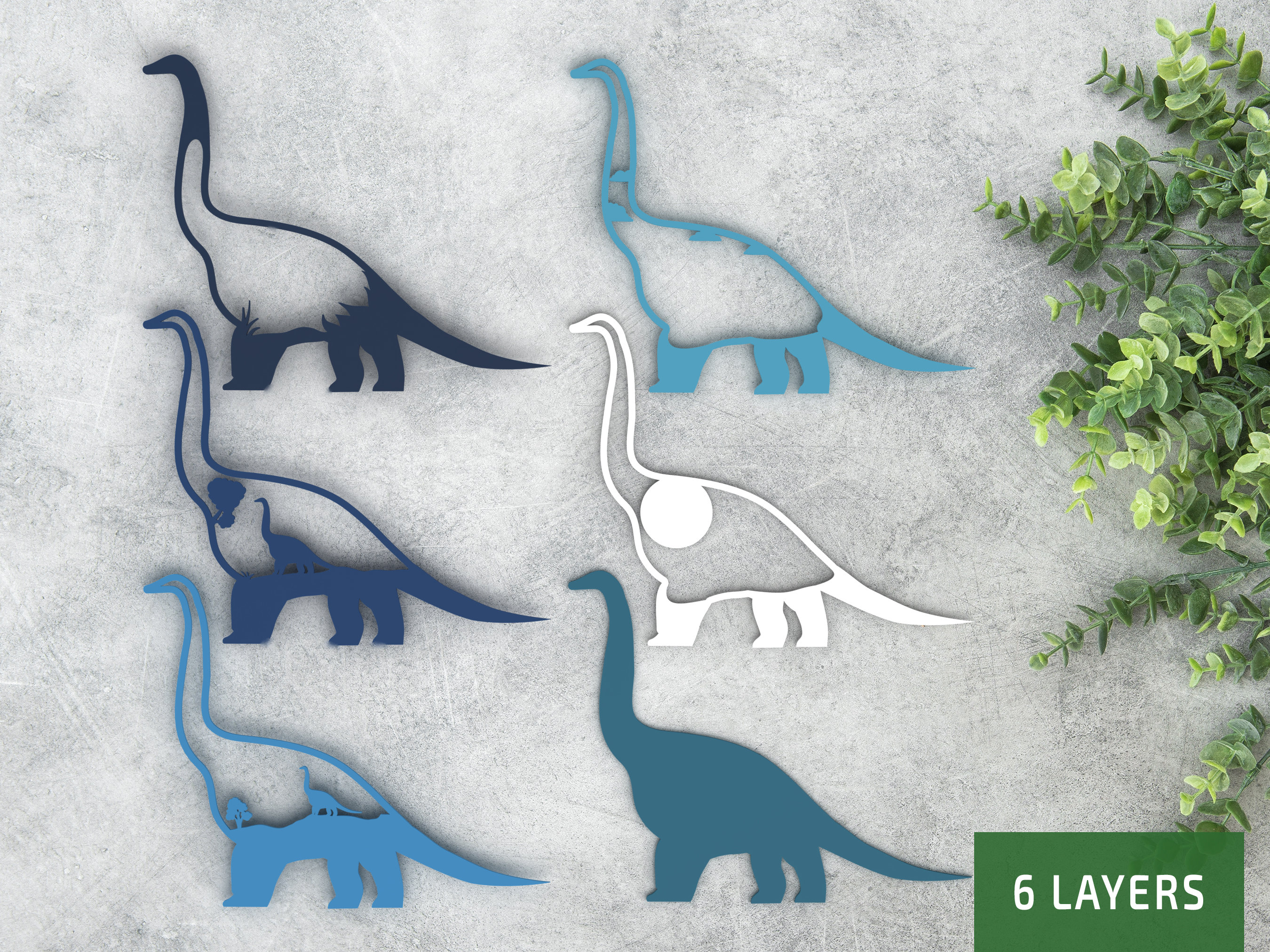 Diplodocus Dinosaur Layered SVG Laser Cut File, , Multilayer