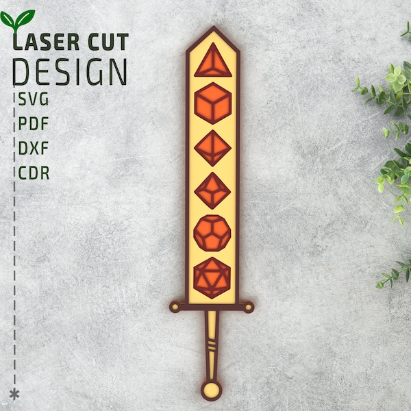 RPG Dice Sword Layered SVG laser cut file for Glowforge , Multilayer 3d laser cutting file, Cricut File