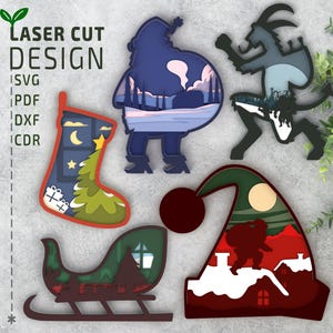 Christmas Bundle Laser Cut Files – Layered SVG Multilayer 3D Papercut Designs for Holiday Decor or Winter Crafts