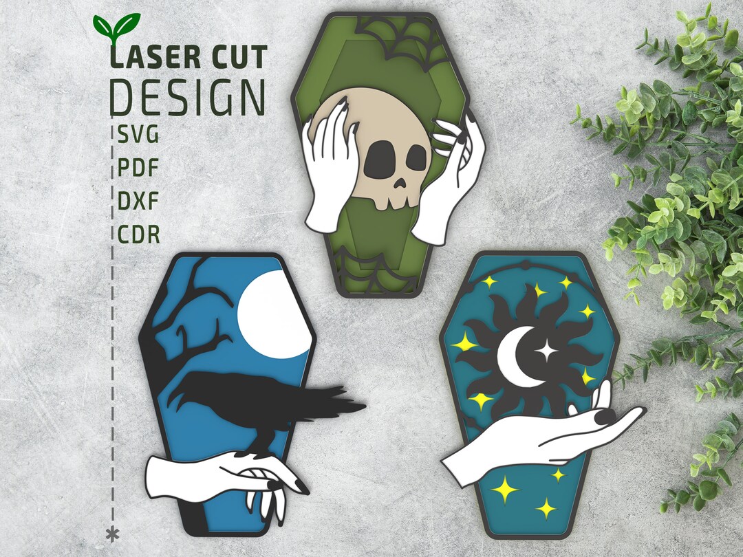 Halloween Coffin SVG Bundle – Layered Multilayer 3D Laser Cut Files for ...
