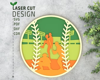 Baseball Ball Layered SVG Cut File for Laser Cutting, Paper Cutting. Multilayer 3d, Cricut, Glowforge, papercut, laser cut