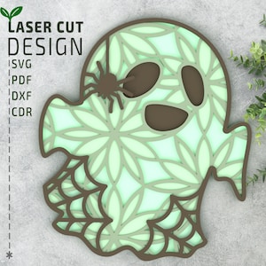 Halloween Ghost Mandala SVG Laser Cut Files, Layered svg, Multilayer Svg, 3d Svg, Glowforge files, Cricut files, 3d paper cut svg