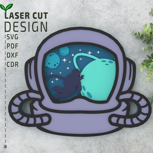 Kask astronauty warstwowy SVG plik do cięcia laserowego, Glowforge, wielowarstwowy plik do cięcia laserowego 3D, plik Cricut, dxf, cnc do drewna,