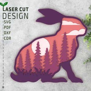 Fichiers de lapin découpés au laser SVG, SVG en couches, fichier découpé au laser multicouche, svg cricut, fichiers glowforge, svg papercut 3D, svg 3D, svg multicouche