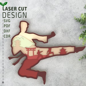 Karate Ninja SVG Laser Cut Files, Geschichtete svg, Multilayer-Svg, 3D-Svg, Glowforge-Dateien, Cricut-Dateien, 3D-Papierschnitt svg