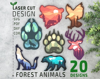Forest Animals Big Bundle Layered SVG, Laser cut files, Multilayer svg, 3d svg, 3d papercut svg, Cricut Files, Glowforge files