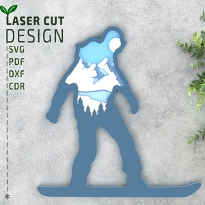 Snowboarder SVG, Lasercut-Dateien, 3D Plotterdatei, Glowforge-Dateien, Cricut-Datei, Papierschnitt