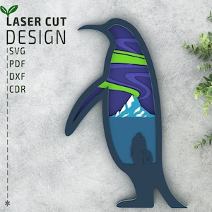 Pinguïn gelaagde SVG lasergesneden bestanden, meerlaagse svg, Glowforge-bestanden, Cricut-bestanden, 3D-svg, papercut-bestanden