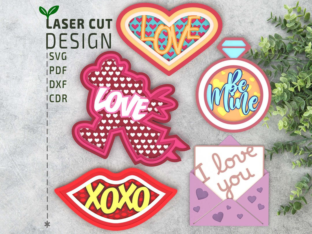 Valentine's Day Bundle Laser Cut Files SVG, Heart Design for CNC, Love ...