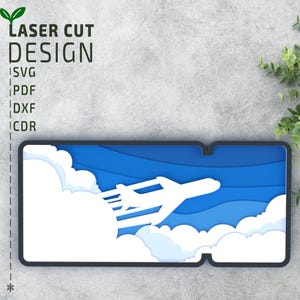 Arquivo de corte a laser para passagem aérea – Design 3D multicamadas SVG em camadas para presentes de viagem ou projetos de arte em papel