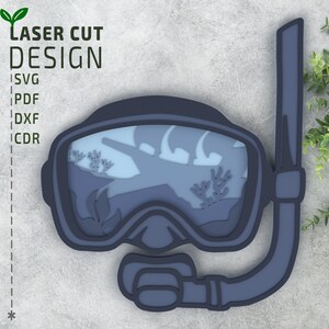 Tauchmaske Snorkeling Layered SVG Laserschnittdatei, Multilayer svg, 3D svg, Glowforge-Dateien, Cricut-Dateien, Papierschnitt