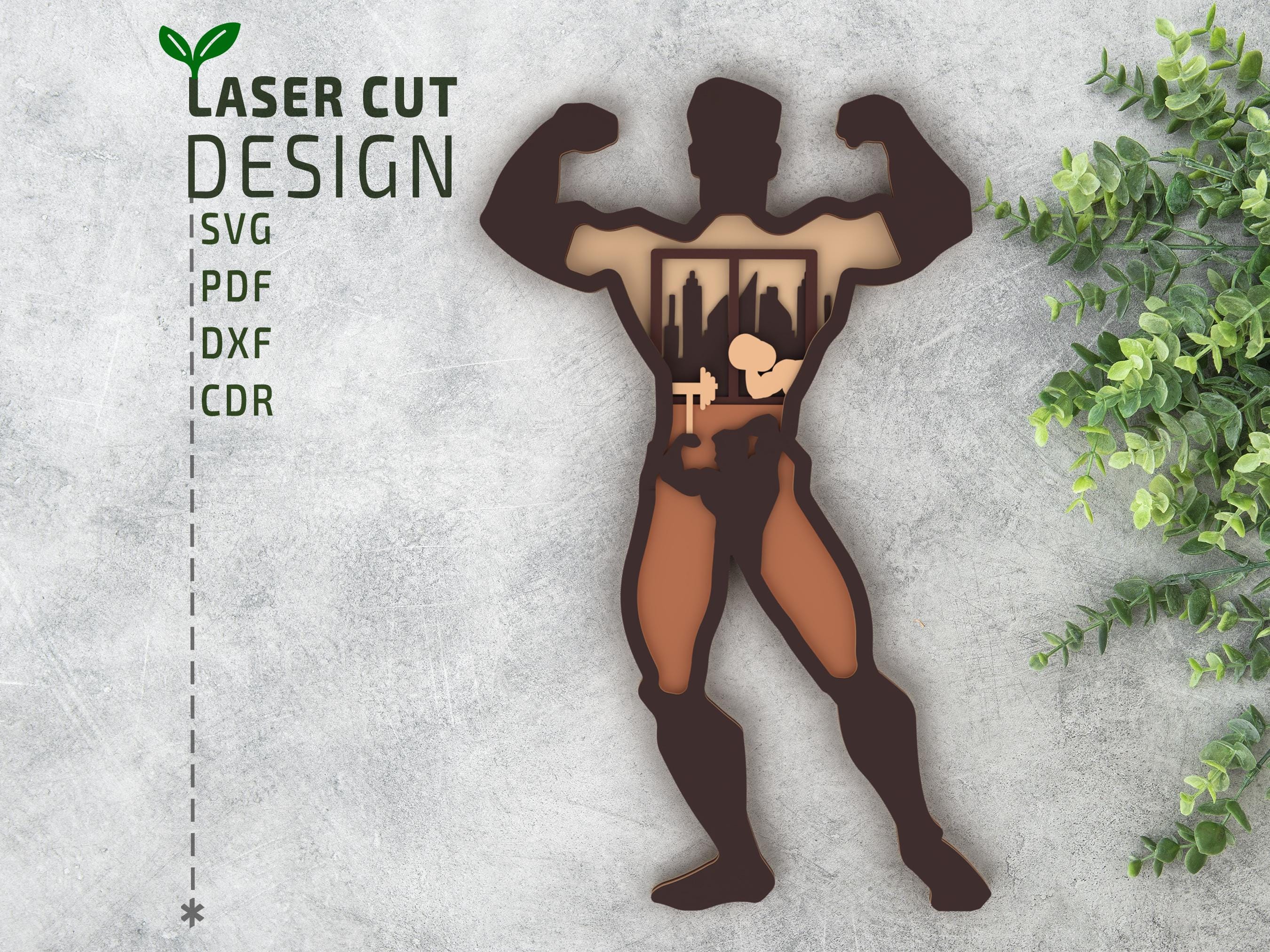 Bodybuilder Laser Cut File – Layered SVG Multilayer 3D Papercut Design ...