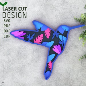 Kolibri SVG Laser Cut Files, Geschichtete svg, Multilayer-Svg, 3D-Svg, Glowforge-Dateien, Cricut-Dateien, 3D-Papierschnitt svg