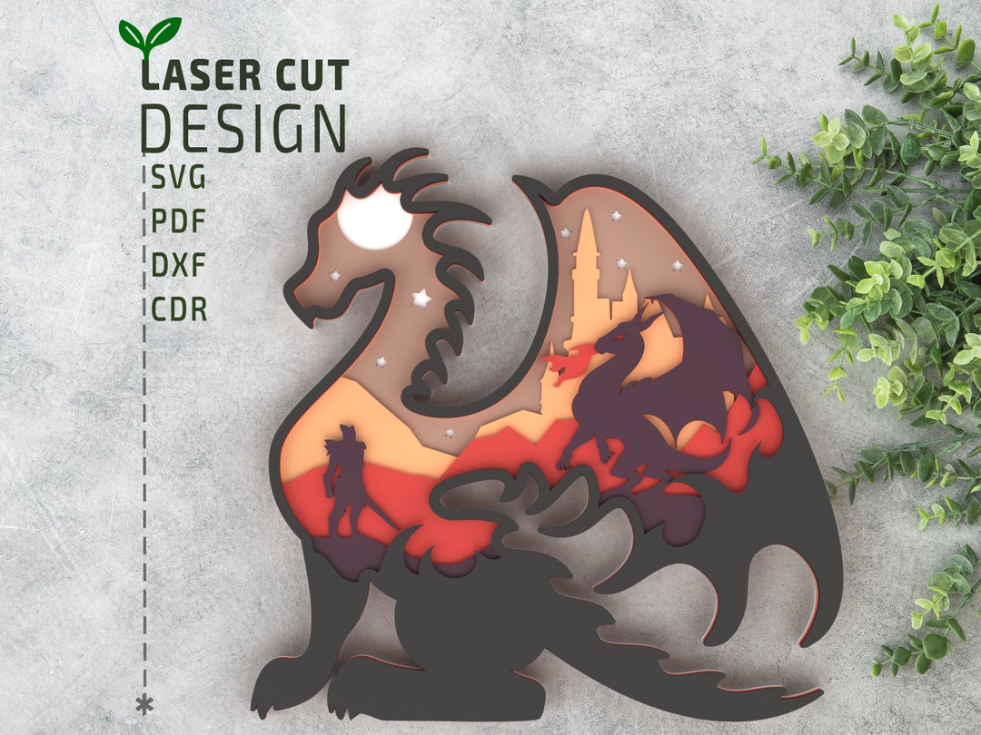 Dragon and Knight Layered SVG Laser Cut File for Glowforge , Multilayer ...
