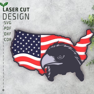USA Flag and Eagle Laser Cut File – Layered SVG Multilayer 3D Design for Patriotic Wall Art or CNC Projects