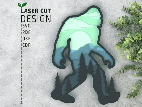 Yeti Bigfoot SVG Laser Cut Files, Layered svg, Multilayer Svg, 3d Svg, Glowforge files, Cricut files, 3d paper cut svg