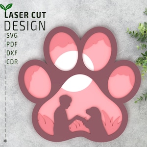 Dog Paw gelaagde SVG lasergesneden bestanden, meerlaagse svg, 3D-svg, Cricut-bestanden, Glowforge-bestanden, bestanden voor het snijden van papier