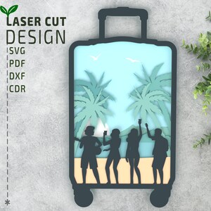 Gepäck Sommer Strand SVG Laser Cut Files, Geschichtete svg, Multilayer-Svg, 3D-Svg, Glowforge-Dateien, Cricut-Dateien, 3D-Papierschnitt svg