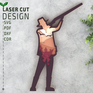 Jäger Laser geschnittene Dateien SVG, Layered SVG, mehrschichtige Laser geschnittene Datei, Cricut svg, glowforge Dateien, 3d Papierschnitt svg, 3d svg