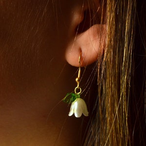 Teacup Flower Earings || Handmade White Charm Earings || Hook Earings