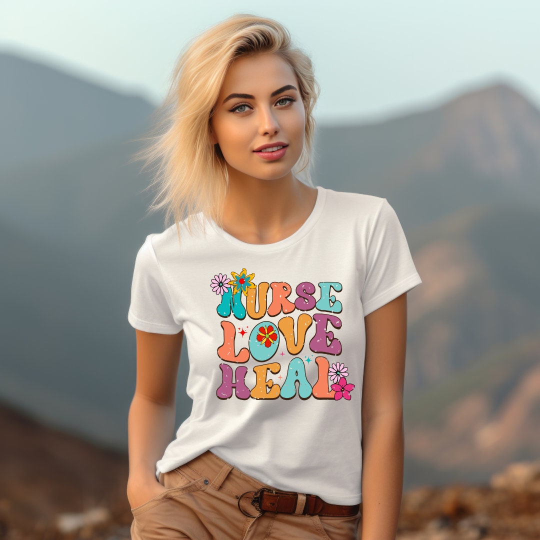 Nurse Love Heal Cotton Tee for Woman Nurse T Shirt Gift for - Etsy
