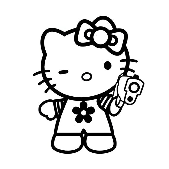 Hello Kitty Cartoon Heart Sticker Bumper Decal - ''SIZES