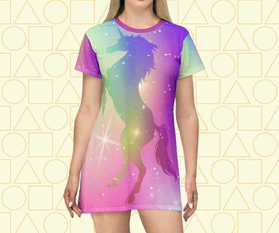 Unicorn T-shirt Dress With Bright Colors for Birthdays, Events and Parties,  Unicorn Teen Girl, Birthday Gift for Her, Cute Unicorn Shirt. - Etsy