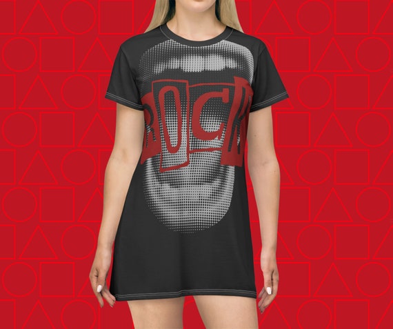 Rock T shirt Dress for Women Rock Concert Mini Dress Gift for Her Black Rock Music Dress for Women Personalized Oversized Rock T shirt Etsy UK