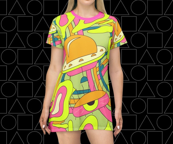 Graphic Funny T shirt Dress Alien Graphic Tee Funny Ufo Graphic Mini Dress Funny Alien Cartoon Dress Aliens Top Rave Oversized T shirt. Etsy
