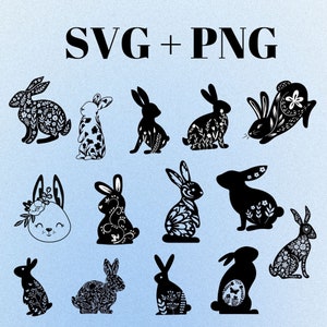 Floral Standing Bunnies SVG, Easter Decor, Easter Rabbits Svg, Bunny Shelf Sitter, Spring Decor, Glowforge Svg, Laser Cut File, Cricut files