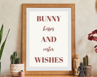easter wall art | easter printable wall art | easter decor | bunny kisses easter wishes | easter art | spring decor | printable wall art