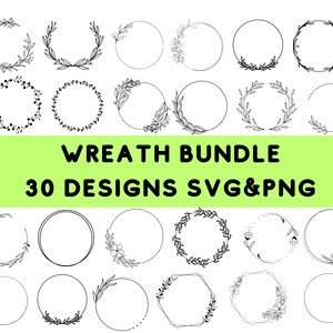 Wreath svg bundle, circle svg bundle, floral wreath svg, heart laurel wreath svg, wedding wreath svg, wreath monogram svg circle frame