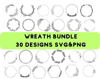 Wreath svg bundle, circle svg bundle, floral wreath svg, heart laurel wreath svg, wedding wreath svg, wreath monogram svg circle frame