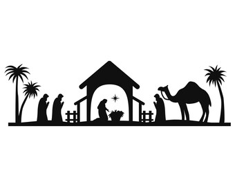 Nativity Scene SVG, Nativity SVG, PNG, Jpg, Silhouette, Cricut, Clipart, instant digital download