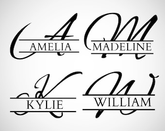 Split Monogram Alphabet SVG and PNG, Split Monogram Frame Alphabet, Cut File for Cricut, Silhouette, 26 Individual Svg Png Files