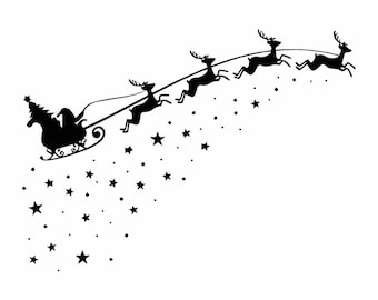 Santa Schlitten SVG, Rentier SVG, Weihnachten Weihnachten, Winter SVG, Schneeflocken SVG, Urlaub SVG, Cut File für Cricut, Silhouette