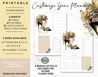 Printable Planner Inserts | Beautiful Planner Inserts | Daily and Weekly Planner Inserts | A5 | HP Classic | Letter HP Big | Download File