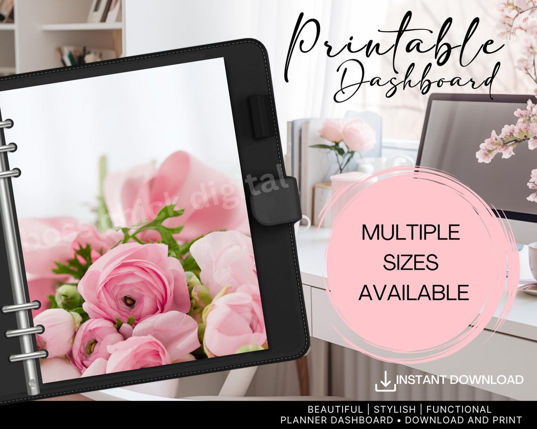 Flower Bouquet Printable Planner Dashboard, Floral Printable Dashboard ...