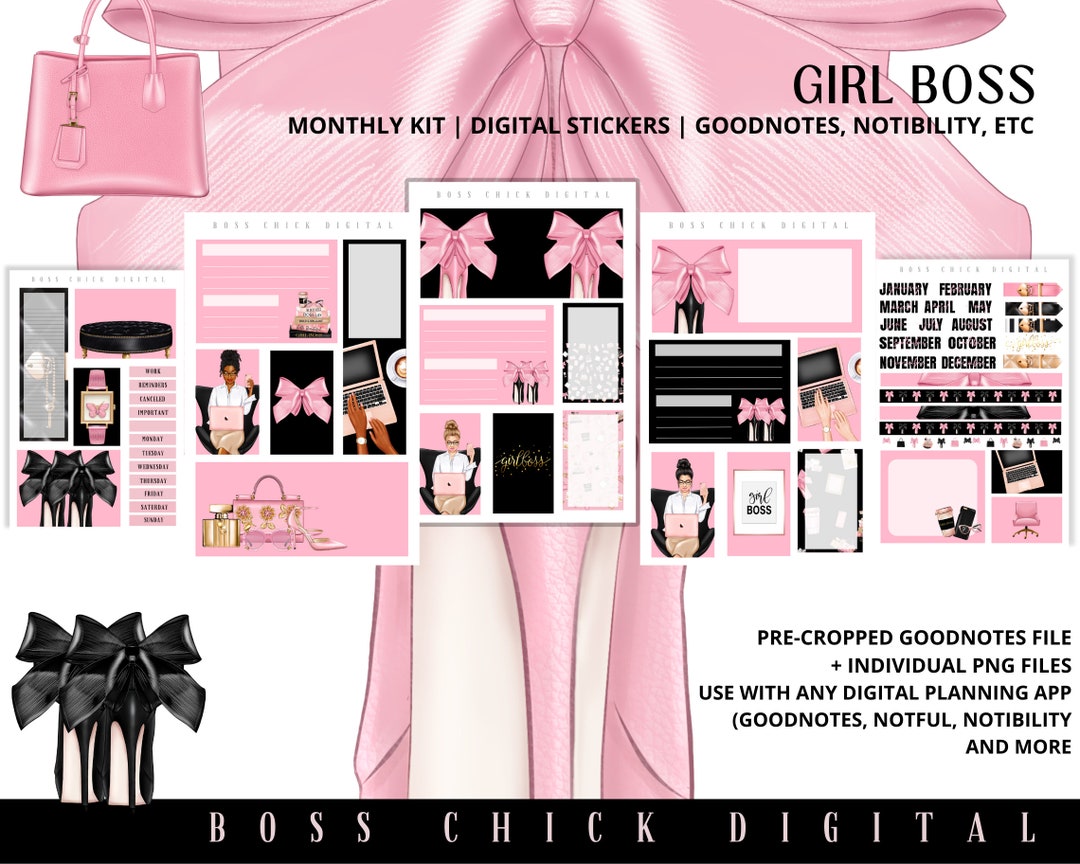 Girl Boss Digital Planner Stickers Monthly Digital Sticker Kit ...