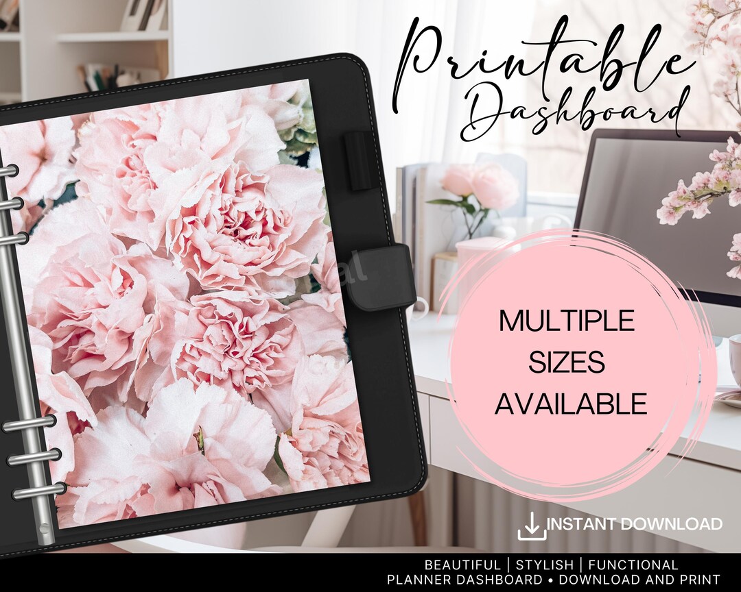 Flower Bouquet Printable Planner Dashboard, Floral Printable Dashboard ...