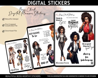 Digital Planner Stickers African American Girl Boss Lady Digital Stickers for Digital Planning Goodnotes Stickers Digital Notebook Stickers