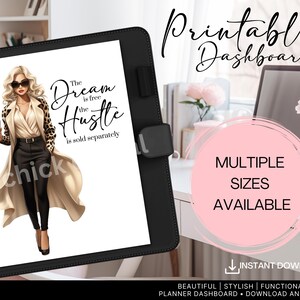 Girl Boss Lady printable planner dashboard, Dream Hustle printable dashboard Multiple Sizes Planner Printable Cover, Printable for Planner