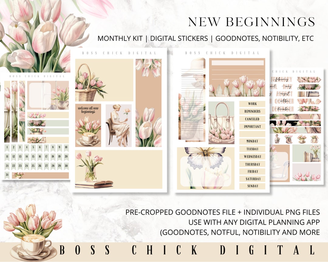 Digital Planner Stickers Monthly Digital Sticker Kit | Digital Pre ...