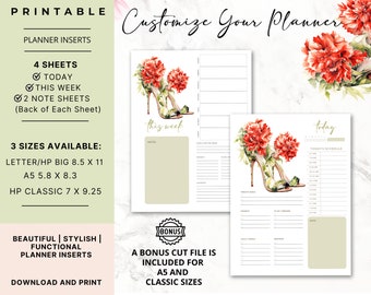 Printable Planner Inserts | Beautiful Planner Inserts | Daily and Weekly Planner Inserts | A5 | HP Classic | Letter HP Big | Download File