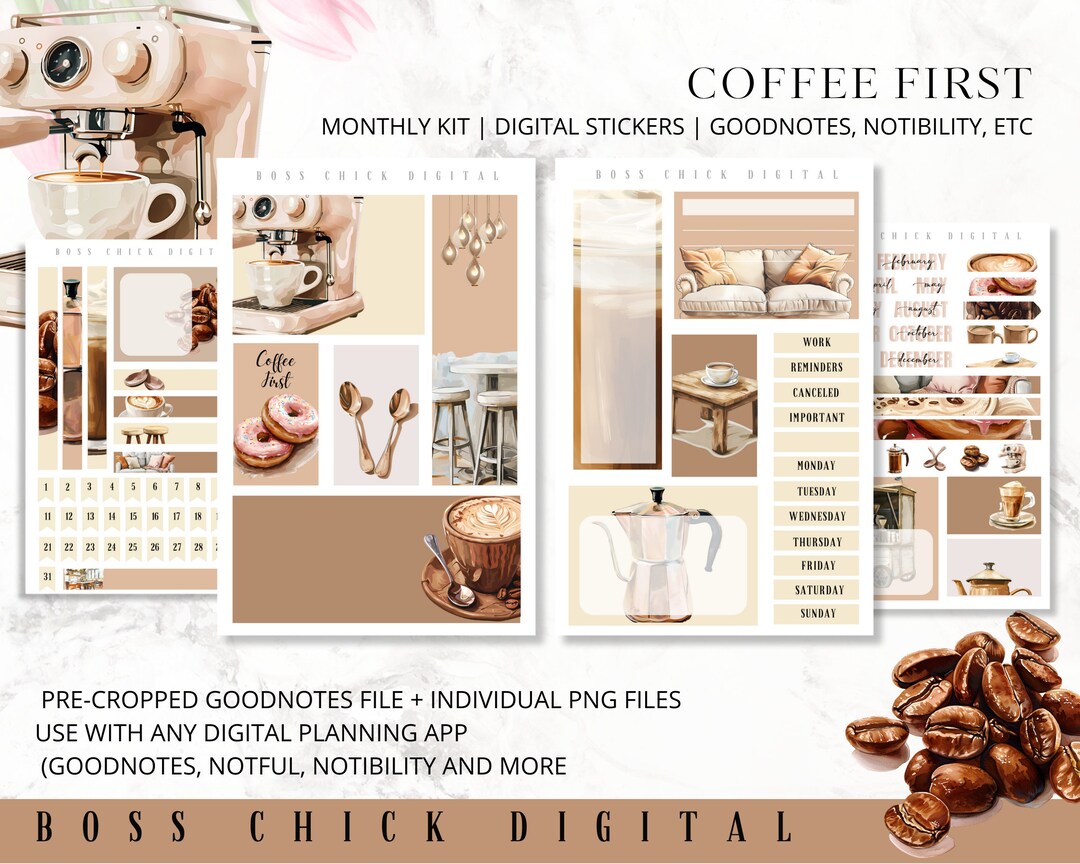 Digital Planner Stickers Monthly Digital Sticker Kit | Digital Pre ...