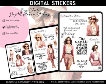 Digital Planner Stickers Girl Boss Lady In Pink Digital Stickers for Digital Planner Digital Stickers, Goodnotes stickers,