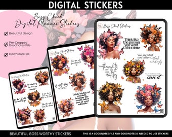 Digital Planner Stickers African American Flower Girl Digital Stickers for Digital Planning Goodnotes Stickers Digital Notebook Stickers